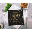 Picture of 30TH BIRTHDAY NAPKINS BLACK & GOLD 33X33CM 20 PACK
